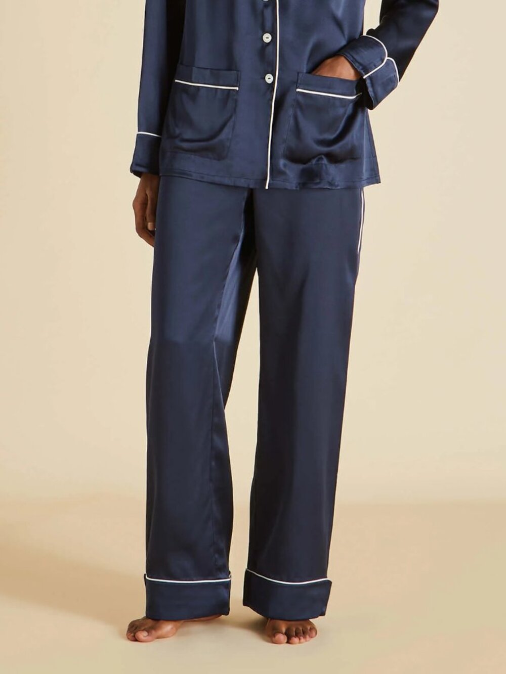 Olivia Von Halle Blue Silk Drawstring Pajama Pants Size 1